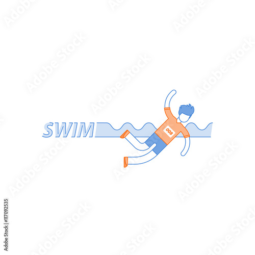 Swimming pool, triathlone sportsman, swimmer training