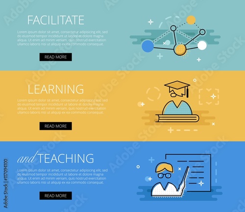 Facilitate Learning and Teaching. Vector banners set