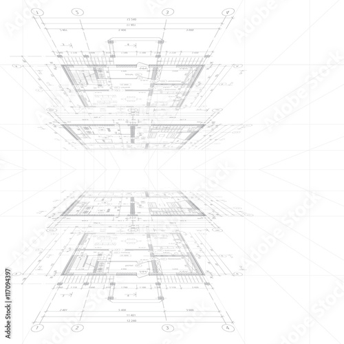 Architectural blueprint on white background