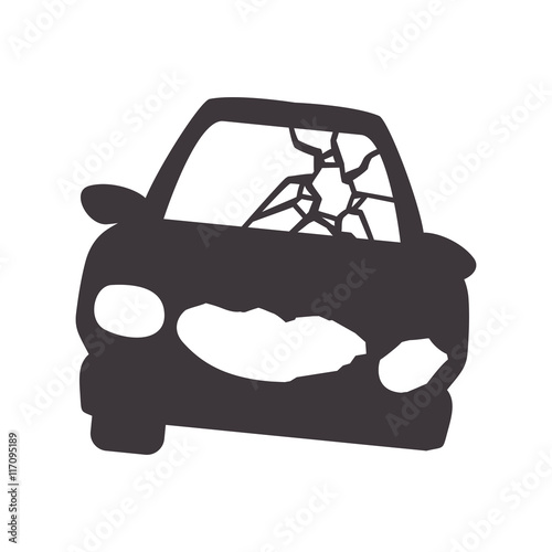 Insurance and Protection concept represented by car accident icon. Isolated and flat illustration