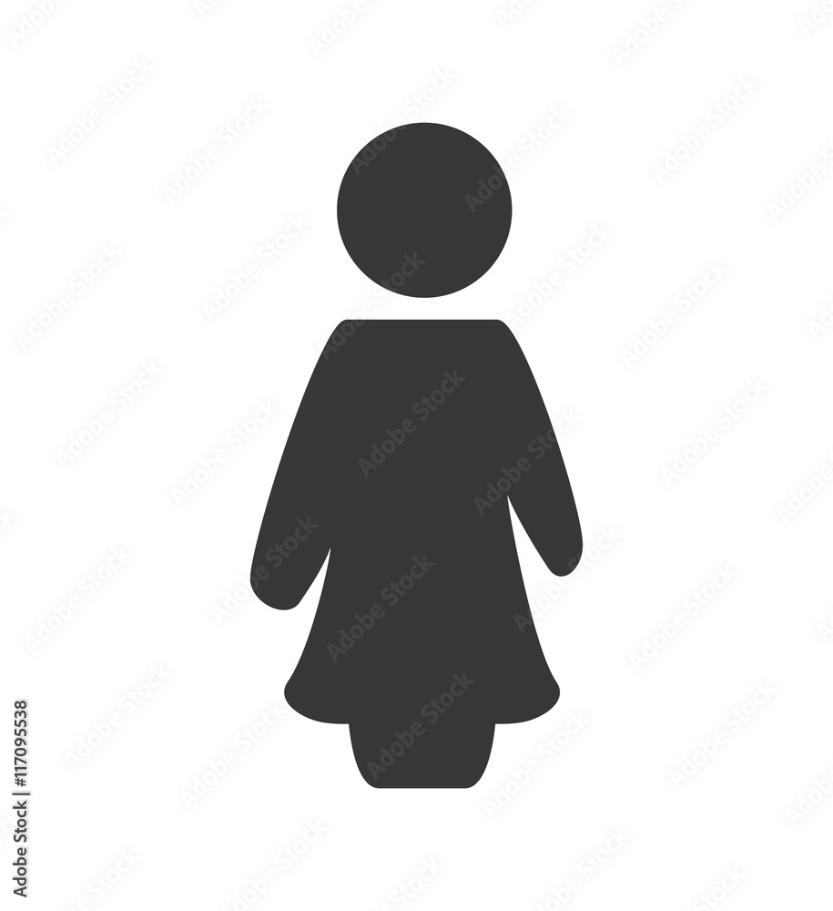 Person doing action concept represented by female pictogram icon. Isolated and flat illustration