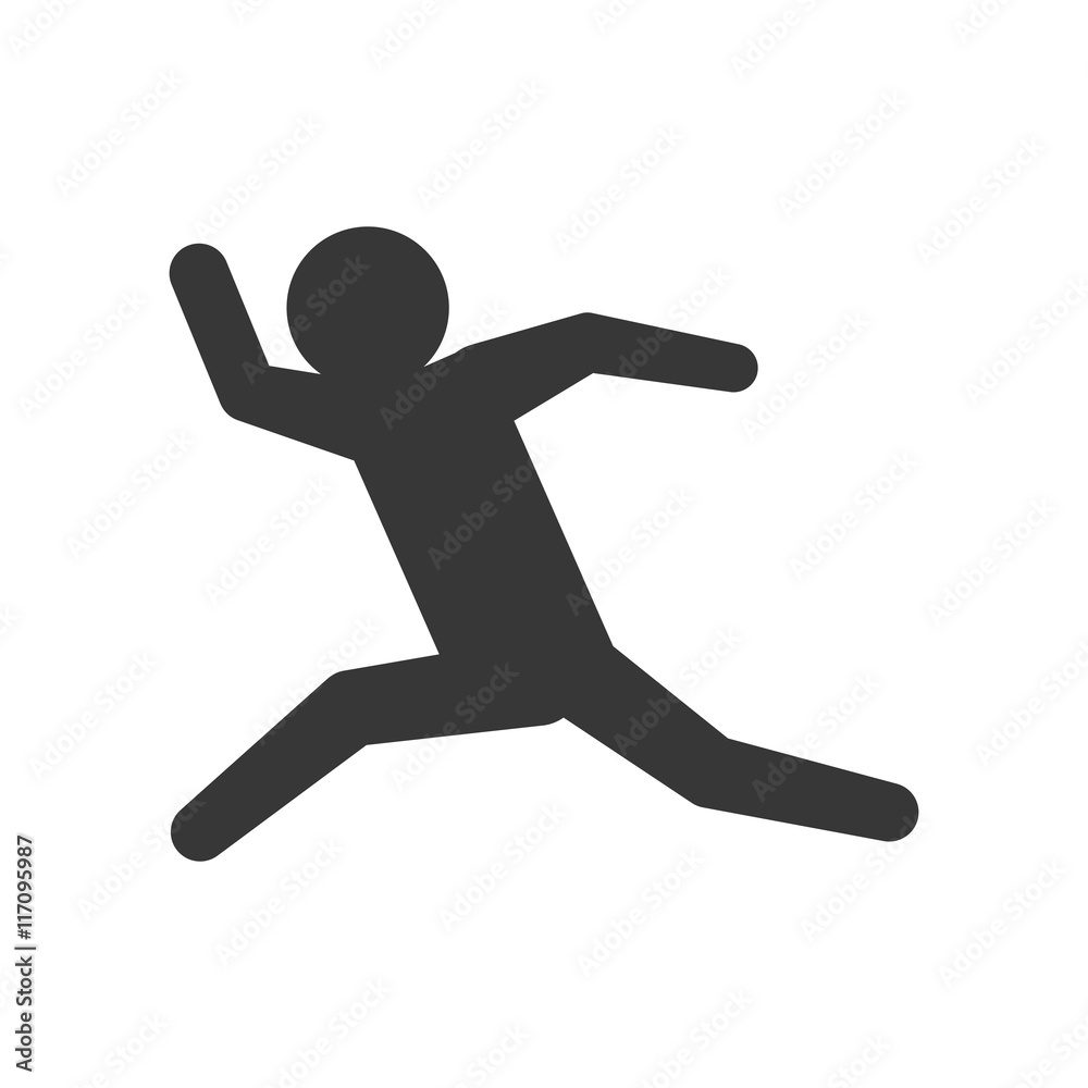 Person doing action concept represented by pictogram jumping icon. Isolated and flat illustration