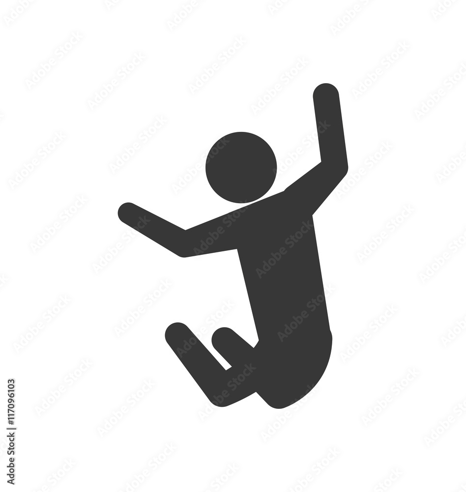 Person doing action concept represented by pictogram jumping icon. Isolated and flat illustration Person doing action concept represented by pictogram jumping icon. Isolated and flat illustration