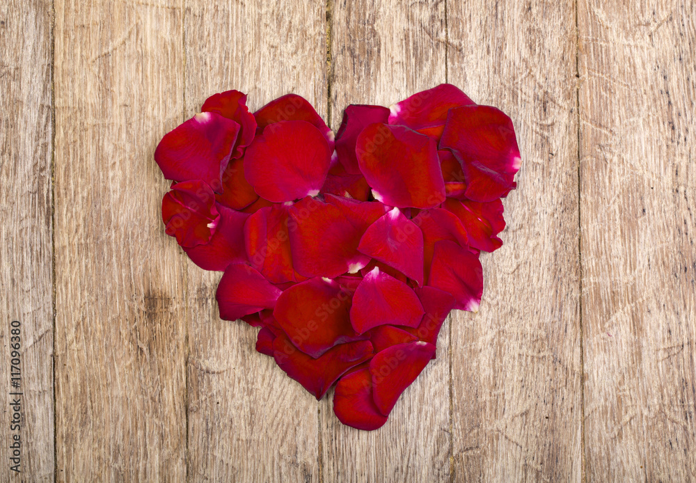 Fototapeta premium Heart made of red petals