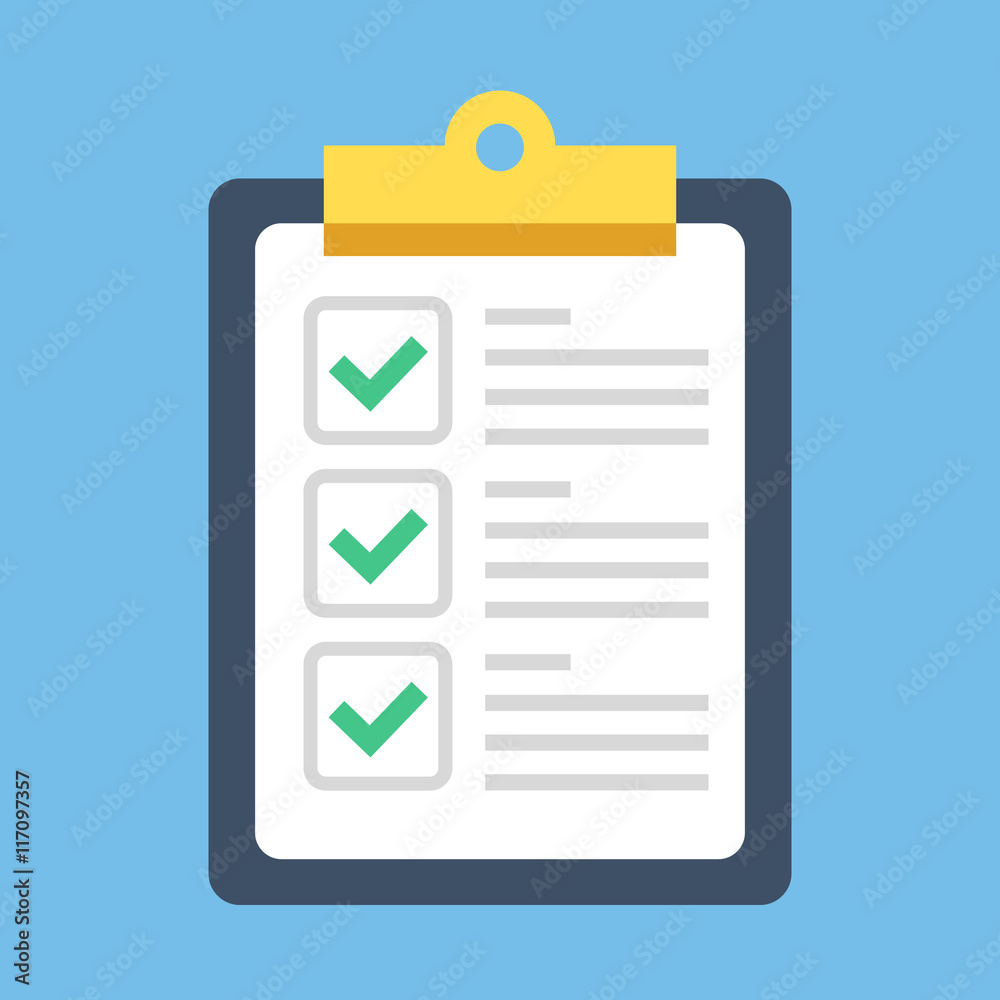 Clipboard and check marks. Flat style design vector illustration Clipboard and check marks. Flat style design vector illustration