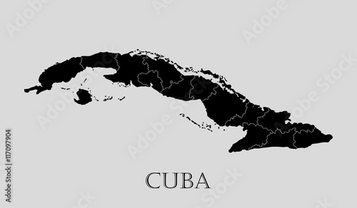 Fotografie, Obraz Black Cuba map - vector illustration