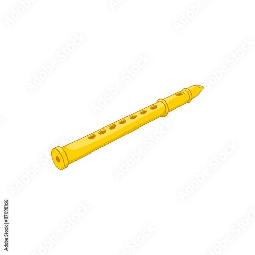 Flute icon in cartoon style isolated on white background. Musical instrument symbol