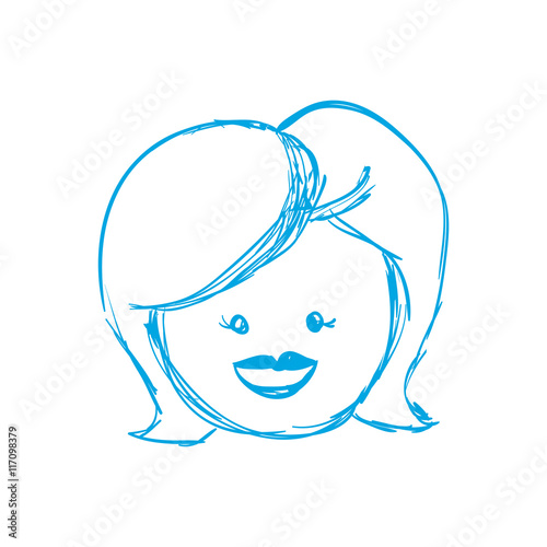 Avatar sketch concept represented by woman icon. Isolated and flat illustration