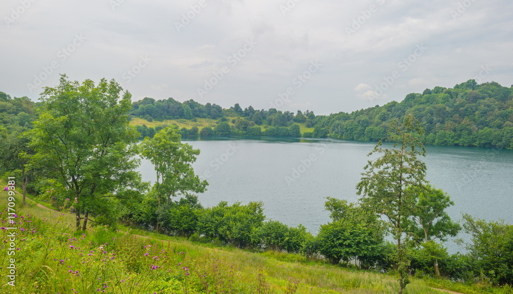 Fototapeta premium Volcanic crater lake in summer