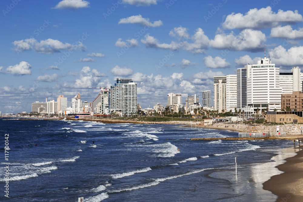 Φωτογραφία View of Tel Aviv and the Mediterranean coast as seen from the old Jaffa