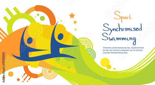 Synchronized Swimming Athlete Sport Competition Colorful Banner