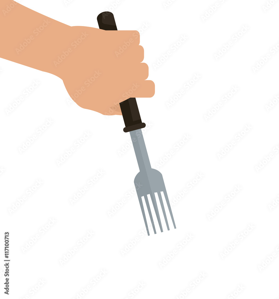 flat design hand holding fork icon vector illustration flat design hand holding fork icon vector illustration