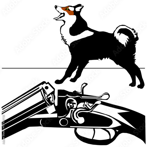 hunting rifle dog Husky Malamute Bear Dog Siberian Laika black s
