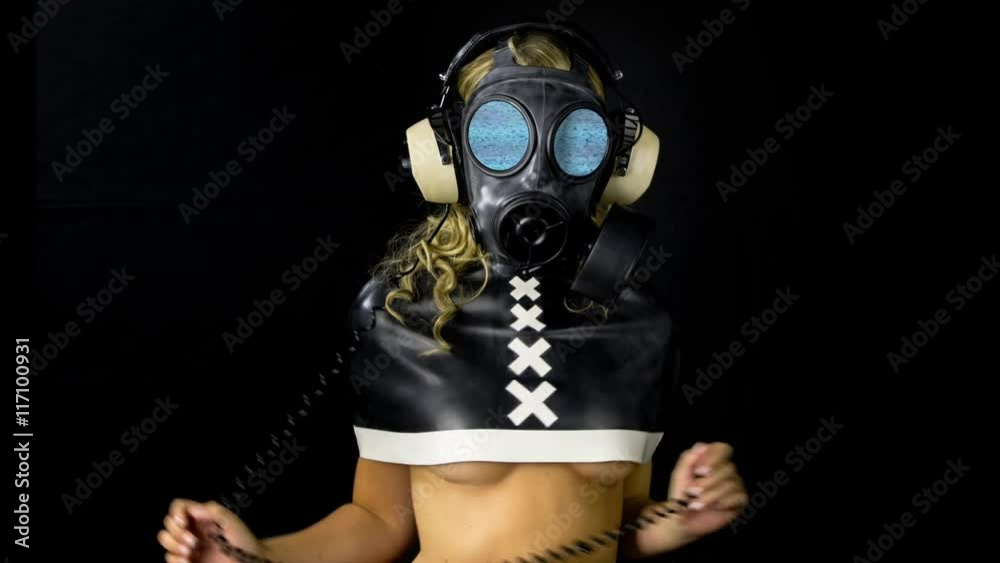 sexy woman with with a gas mask