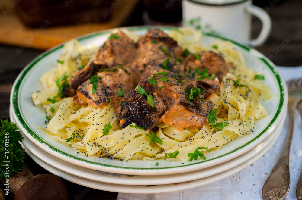 Pasta with Beef Meatballs and Wild Mushrooms Pasta with Beef Meatballs and Wild Mushrooms