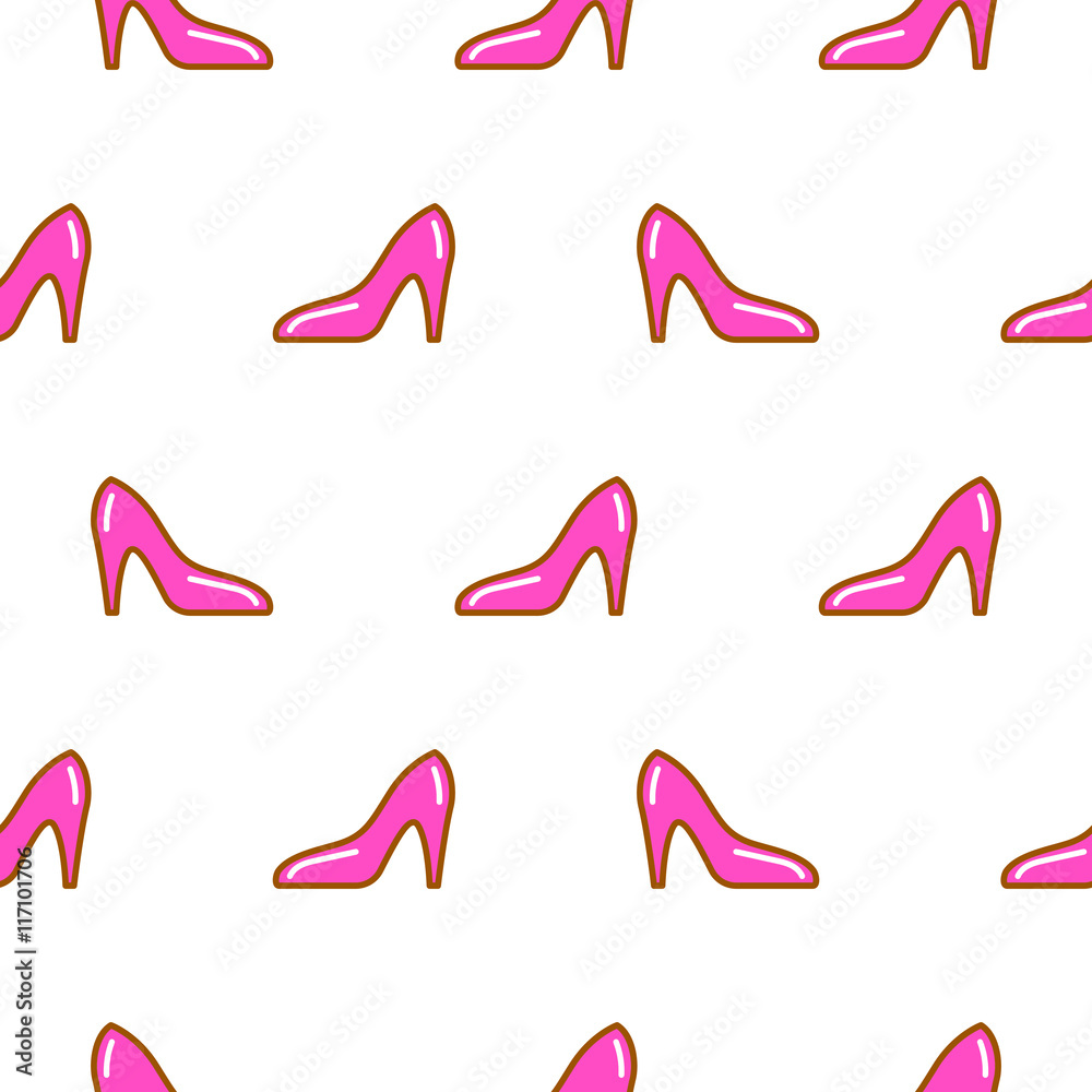 Pink shoe line icon seamless pattern. Pink shoe line icon seamless pattern.