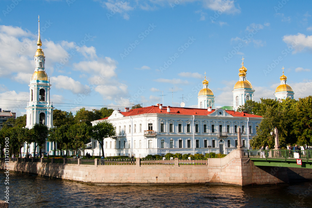 Obraz premium view of the Savior on the blood cathedral in white nights. Saint Petersburg, Russia.