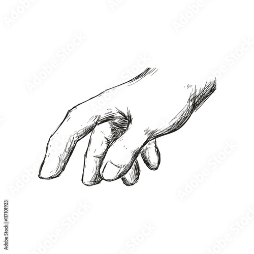 Human hand concept represented by gesture with fingers  icon. Isolated and sketch illustration