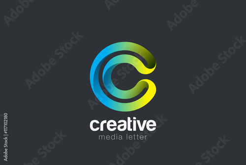 Letter C infinite ribbon Logo design vector template