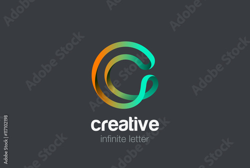 Letter C infinite ribbon Logo design vector template