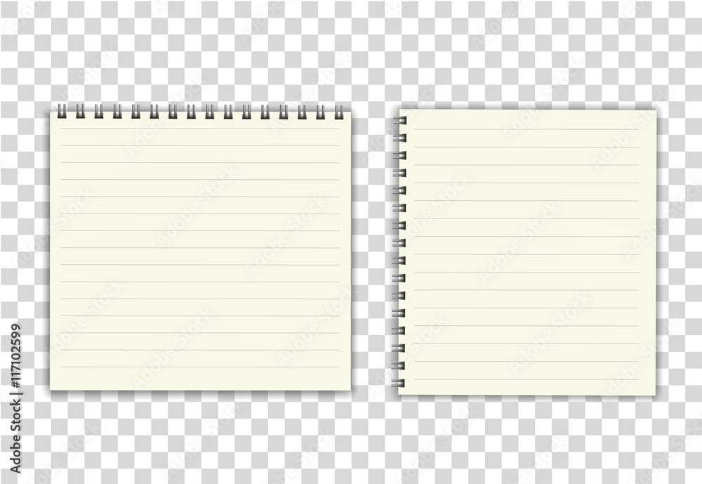 Realistic notebook template with shadow on white background Realistic notebook template with shadow on white background