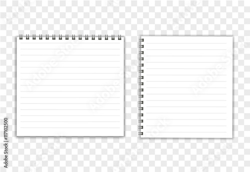 Realistic notebook template with shadow on white background