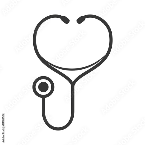 Medical and Health care concept represented by stethoscope and heart icon. Isolated and flat illustration