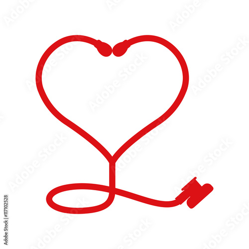 Medical and Health care concept represented by stethoscope and heart icon. Isolated and flat illustration