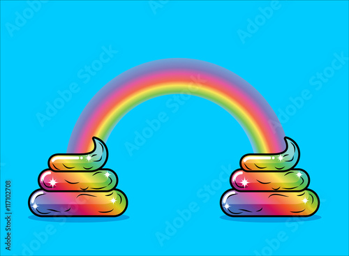 Turd unicorn and rainbow. Appearance of rainbow shit fabulous an