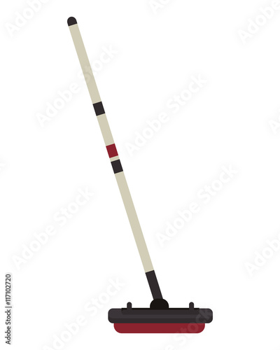 flat design curling broom icon vector illustration photo