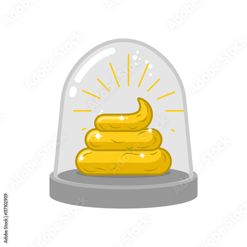 Golden turd in Glass bell. Precious Shit research. Glass Bank Re