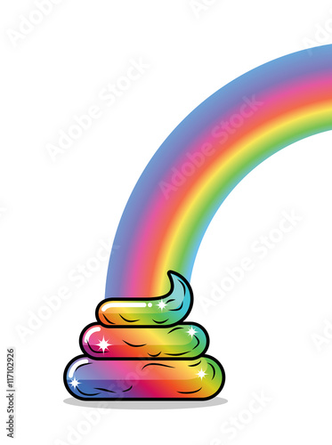 Turd unicorn and rainbow. Appearance of rainbow shit fabulous an