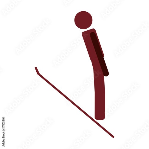 flat design ski jumping icon vector illustration