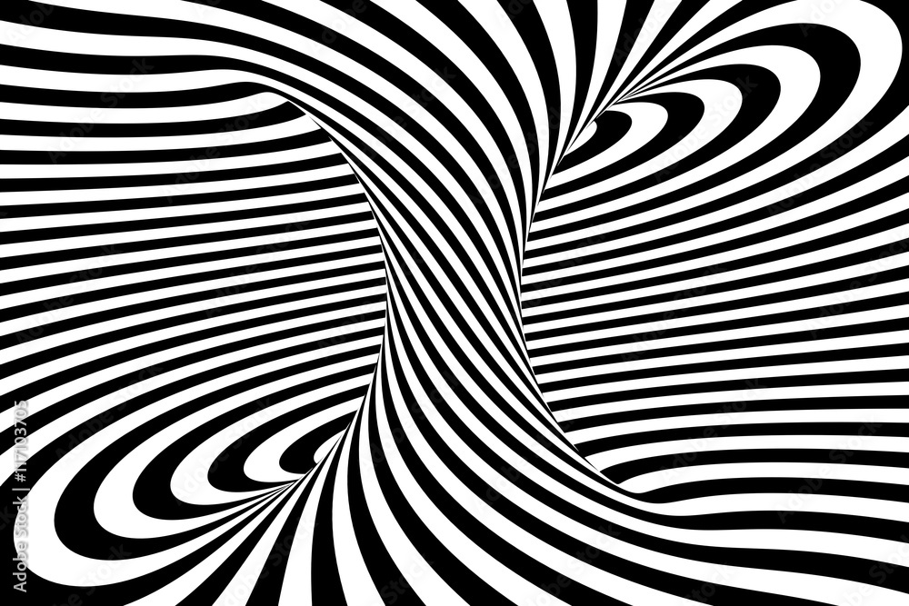 Black and white abstract spiral background, 3D rendering