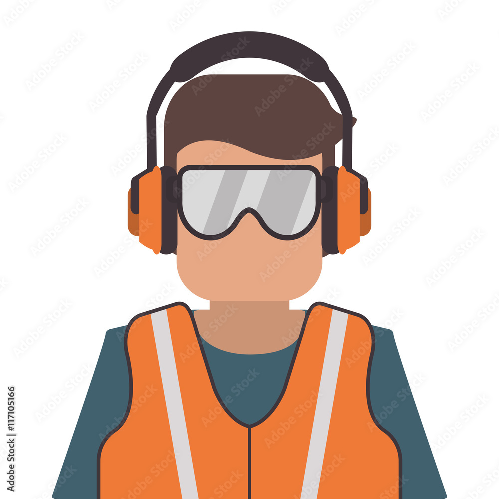 flat design industrial worker icon vector illustration