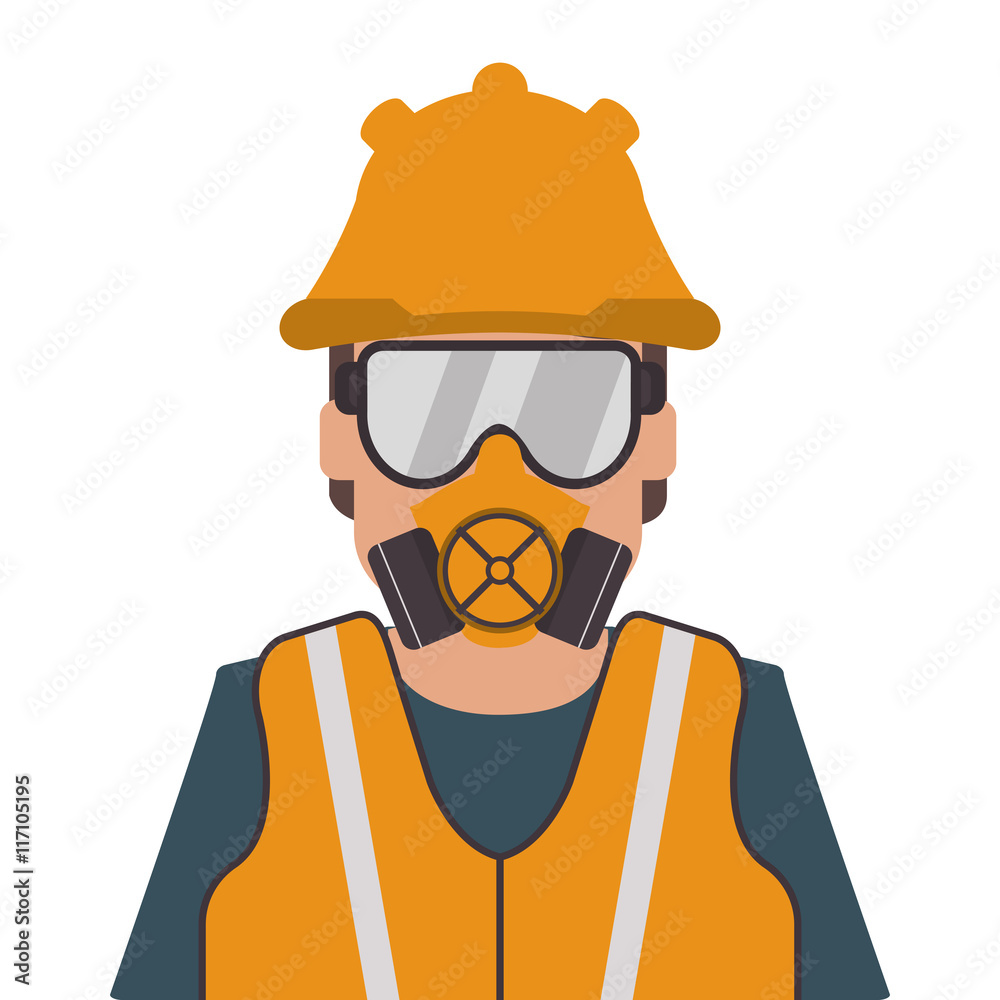 flat design person wearing gas mask icon vector illustration