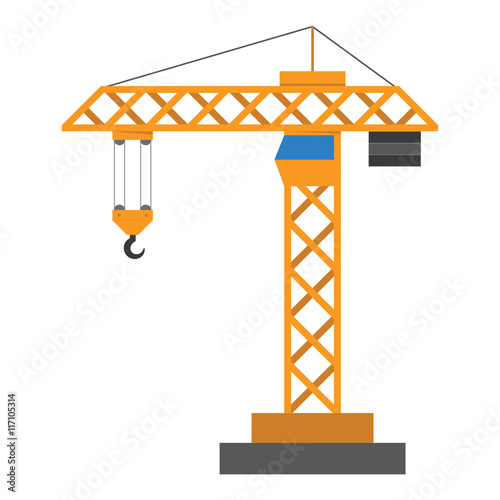 Construction crane in a flat style photo