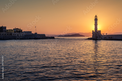 Chania, Crete, Greece: lighthouse in Venetian harbor