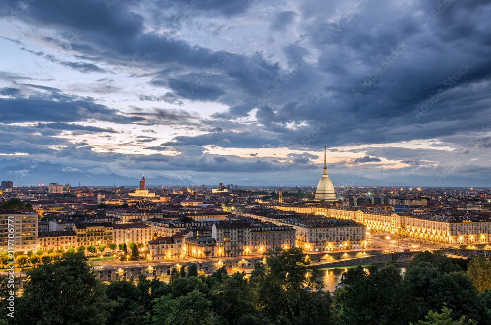 Torino panorama at twilight