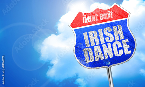 irish dance, 3D rendering, blue street sign photo