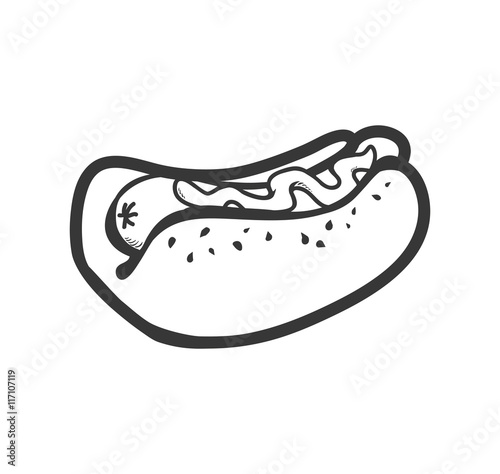 Fast food concept represented by hot dog icon. Isolated and flat illustration
