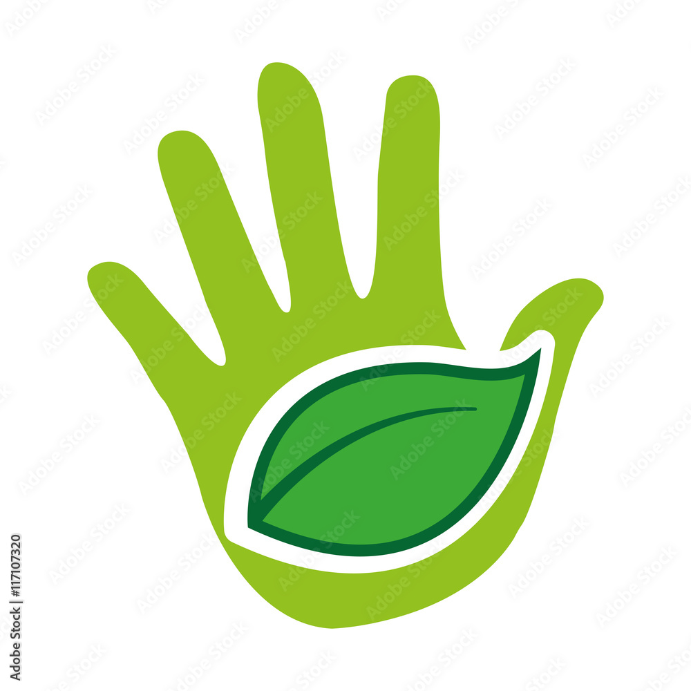 hand leafs plant icon
