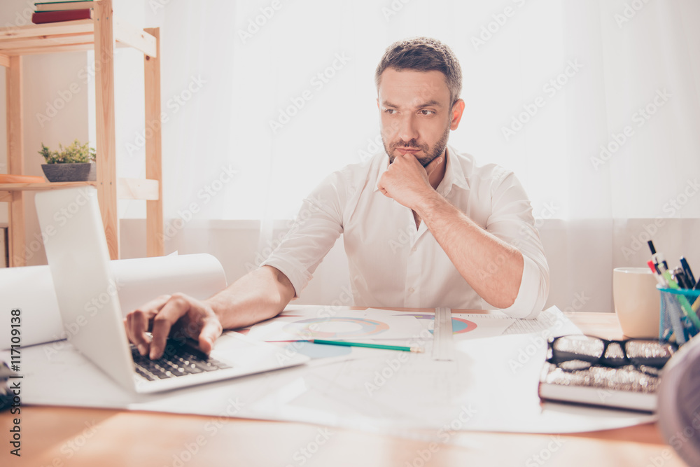 Tired architect trying to find new idea for his project Tired architect trying to find new idea for his project