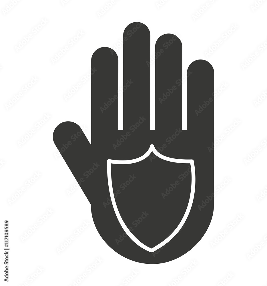 Fototapeta premium hand human stop shield silhouette