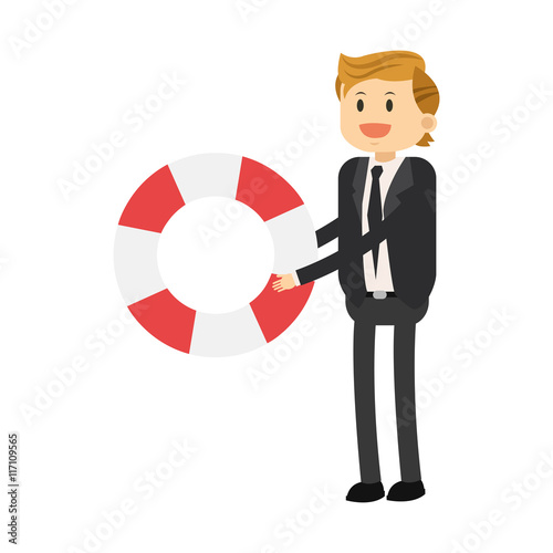 flat icon businessman with life preserver icon vector illustration