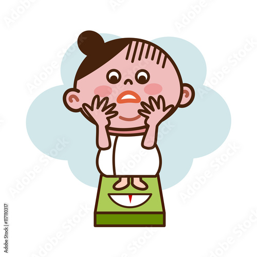 体重測定で青ざめる女性