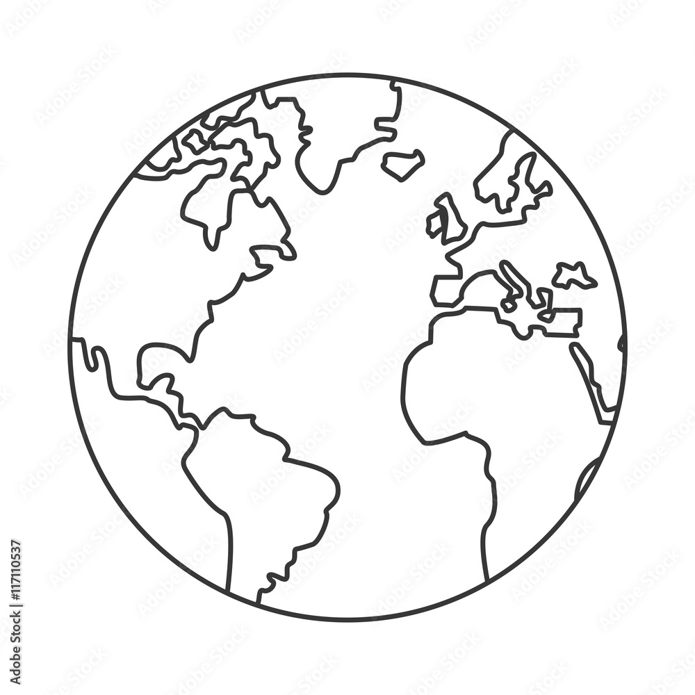 flat design earth globe icon vector illustration