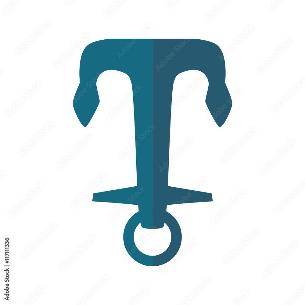 Sea lifestyle and nautical concept represented by blue anchor icon. Isolated and flat illustration Sea lifestyle and nautical concept represented by blue anchor icon. Isolated and flat illustration