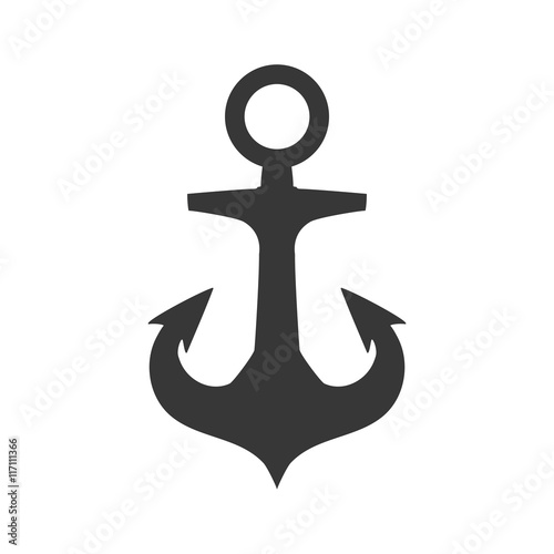 Sea lifestyle and nautical concept represented by silhouette anchor icon. Isolated and flat illustration