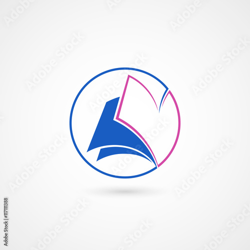 Vector illustration of book icon / logo. Isolated on white background, eps 10.